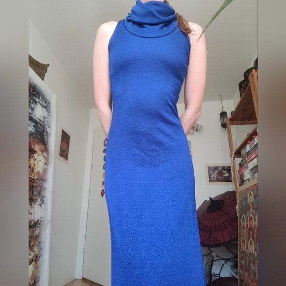 Vintage wendy original royal blue turtleneck maxi dress - S - Picture 2 of 5